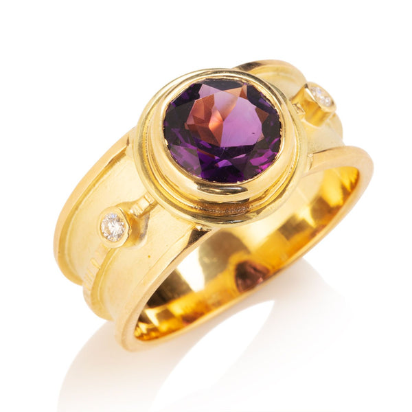 Chip Center Ring with Amethyst