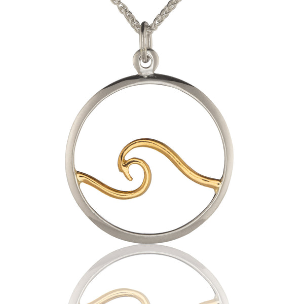 Sterling Silver Wave Pendant with 18K Gold Wave