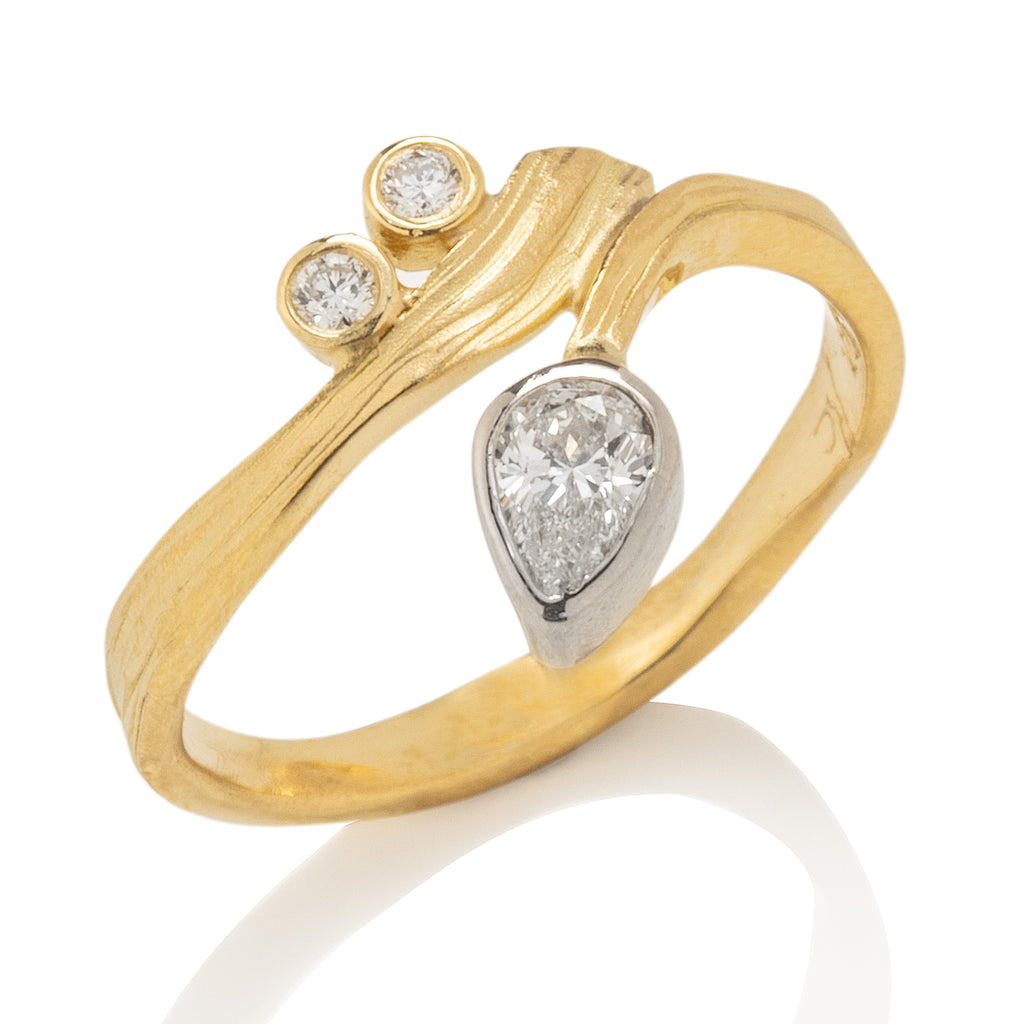 Driftwood Ring with Pear-Shape Diamond