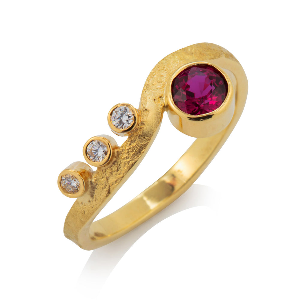 Rockhammered Stacking Ring with Ruby