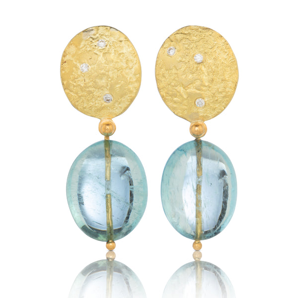 Aquamarine Stud Drop Earrings