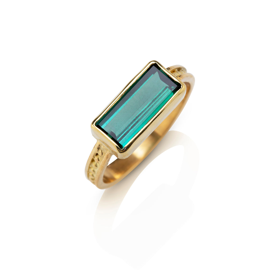 Bead & Rail Ring with Tourmaline