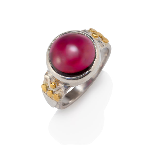 Silver & Gold Ring with Garnet
