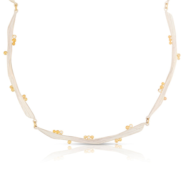 Driftwood Necklace in Silver and Gold with Diamonds