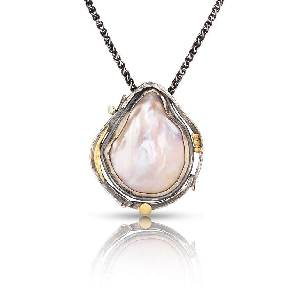 Pearl Pendant in Silver and Gold