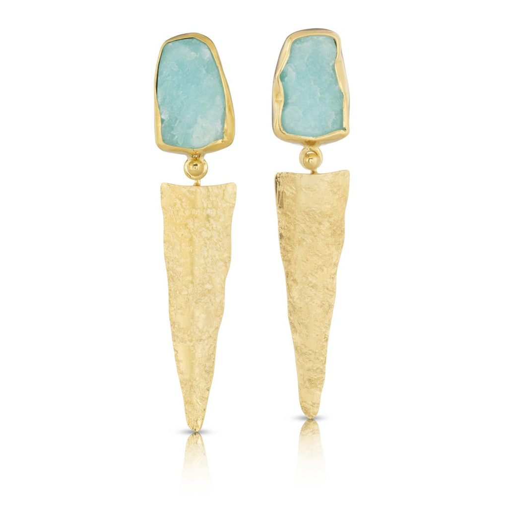 Amazonite Rockhammered Stud/Drop Earrings