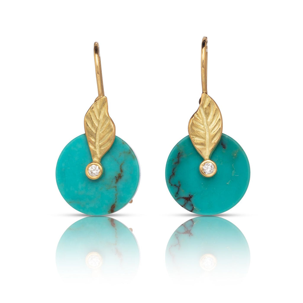 Turquoise Leaf Drop Earrings
