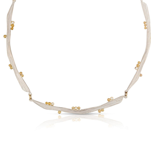 Driftwood Necklace in Silver and Gold with Diamonds