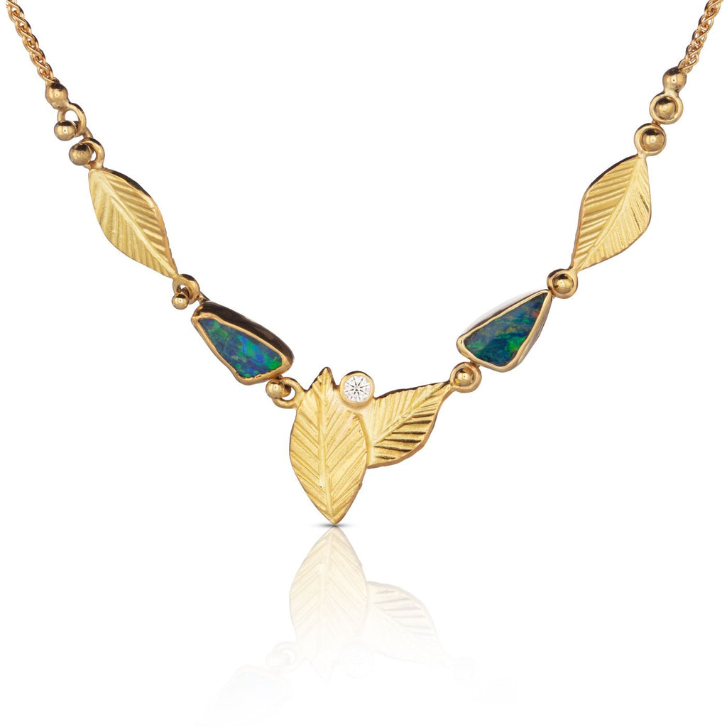 Leaf Necklace with Boulder Opals