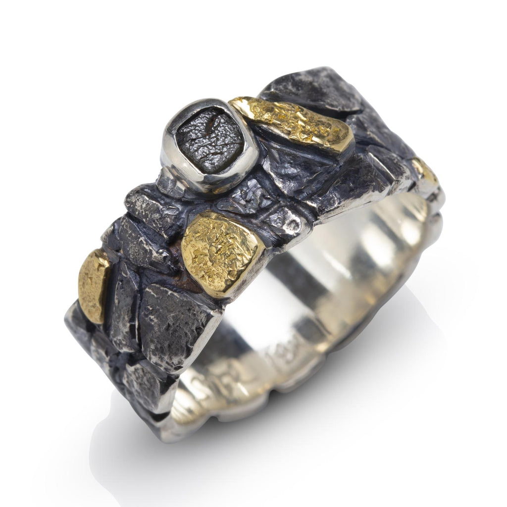 Rock Wall Ring with Rough Diamond