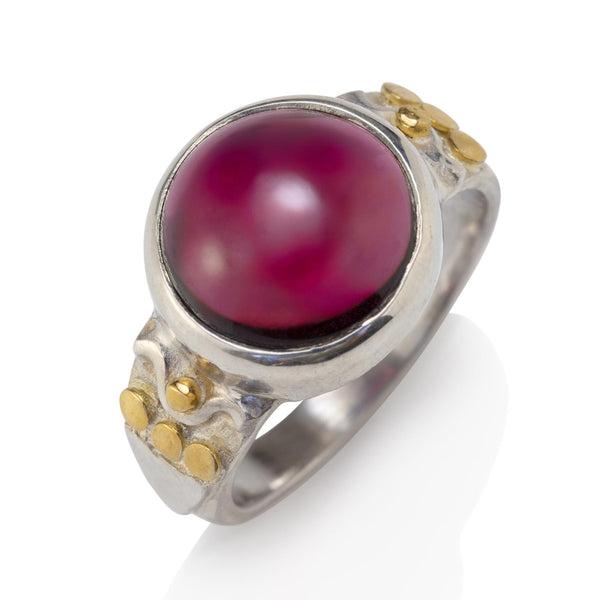 Silver & Gold Ring with Garnet