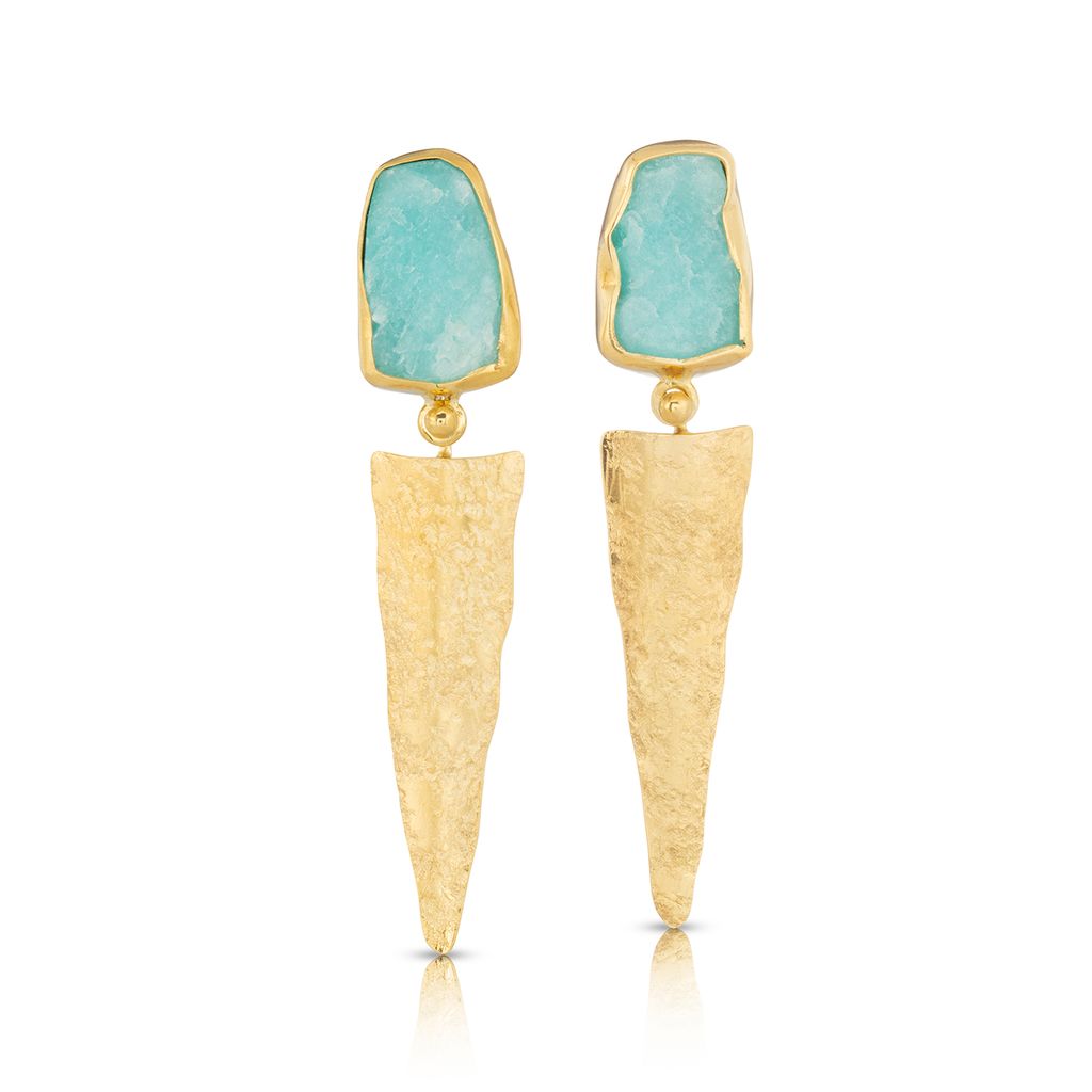 Amazonite Rockhammered Stud/Drop Earrings