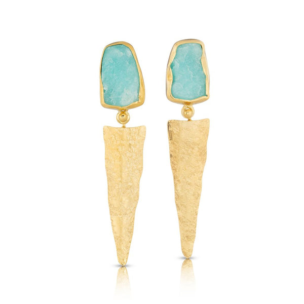 Amazonite Rockhammered Stud/Drop Earrings