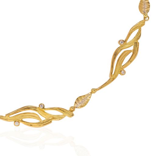 Swirl & Leaf Necklace with Diamonds