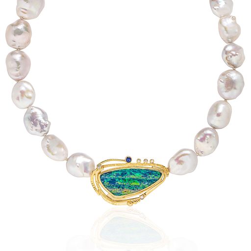 Pearl Necklace with Boulder Opal