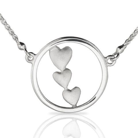 Triple Heart Necklace in Silver