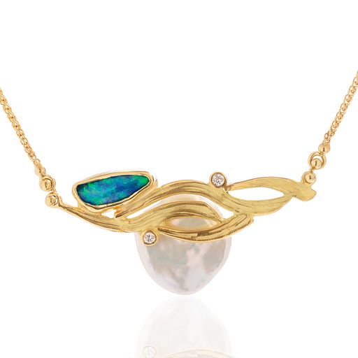 Pearl & Boulder Opal Driftwood Necklace