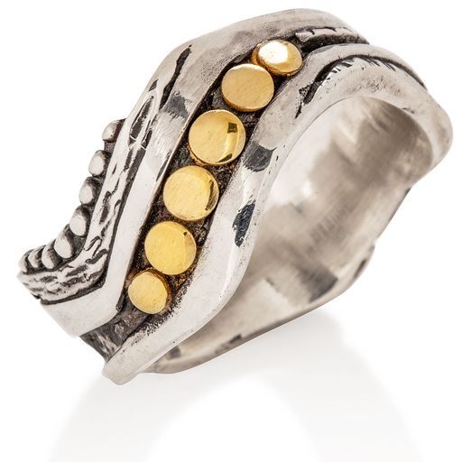 Mosaic Band Ring in Sterling & 22K