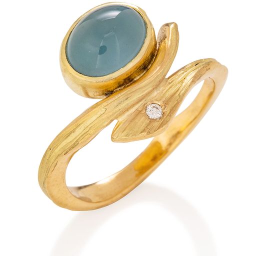 Swirl Ring with Aquamarine