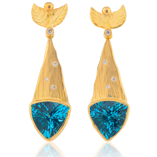 Blue Topaz Rockhammered Earrings