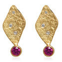 Pink Sapphire Rockhammered Studs
