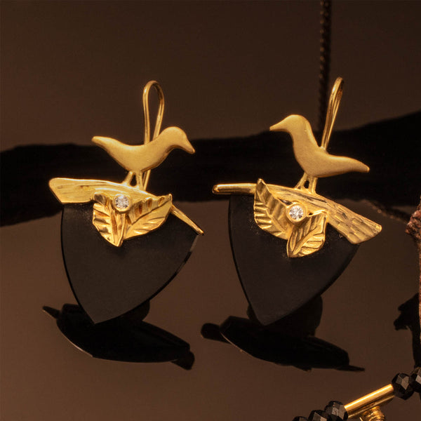 Onyx Bird Earrings