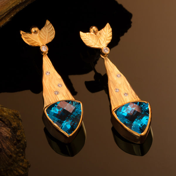 Blue Topaz Rockhammered Earrings