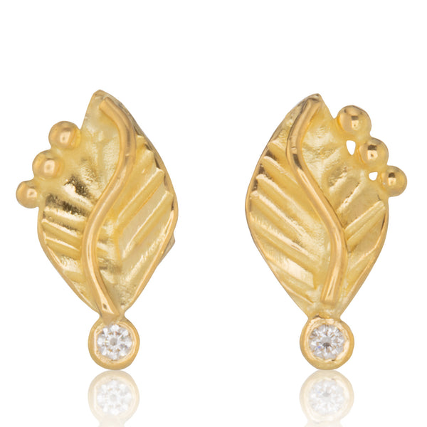 Diamond Leaf Studs