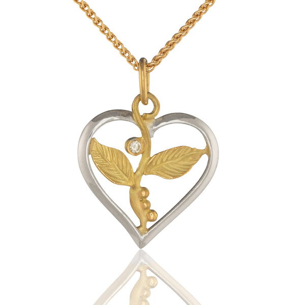 Leafy Heart in Gold and Silver
