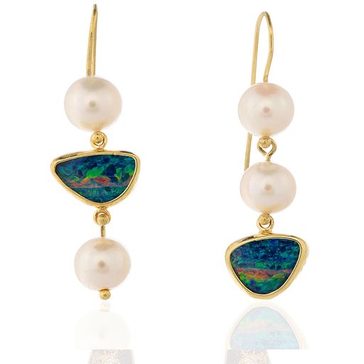 Opal & Pearl Drop Earrings