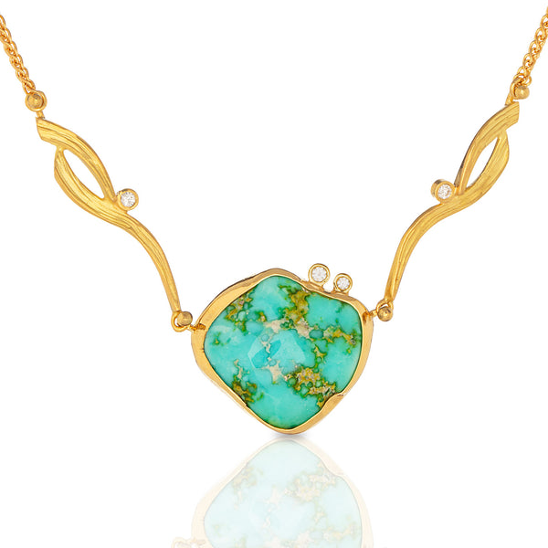 Turquoise Swirl Necklace with Diamonds