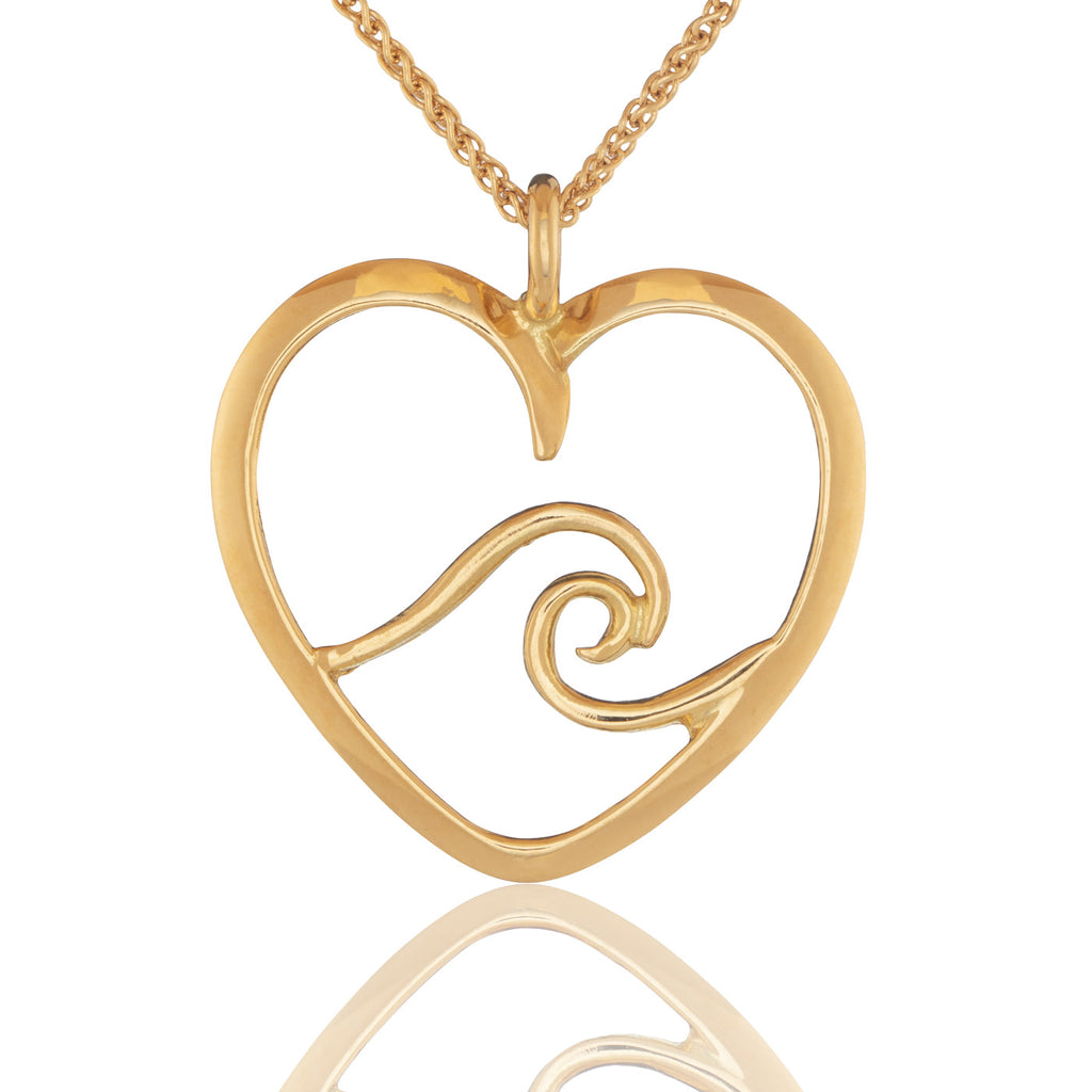 Signature Heart Wave Pendant in Gold