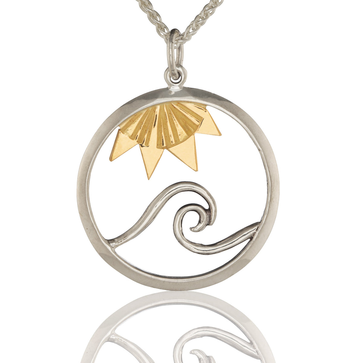 Signature Wave Pendant with 18K Sun