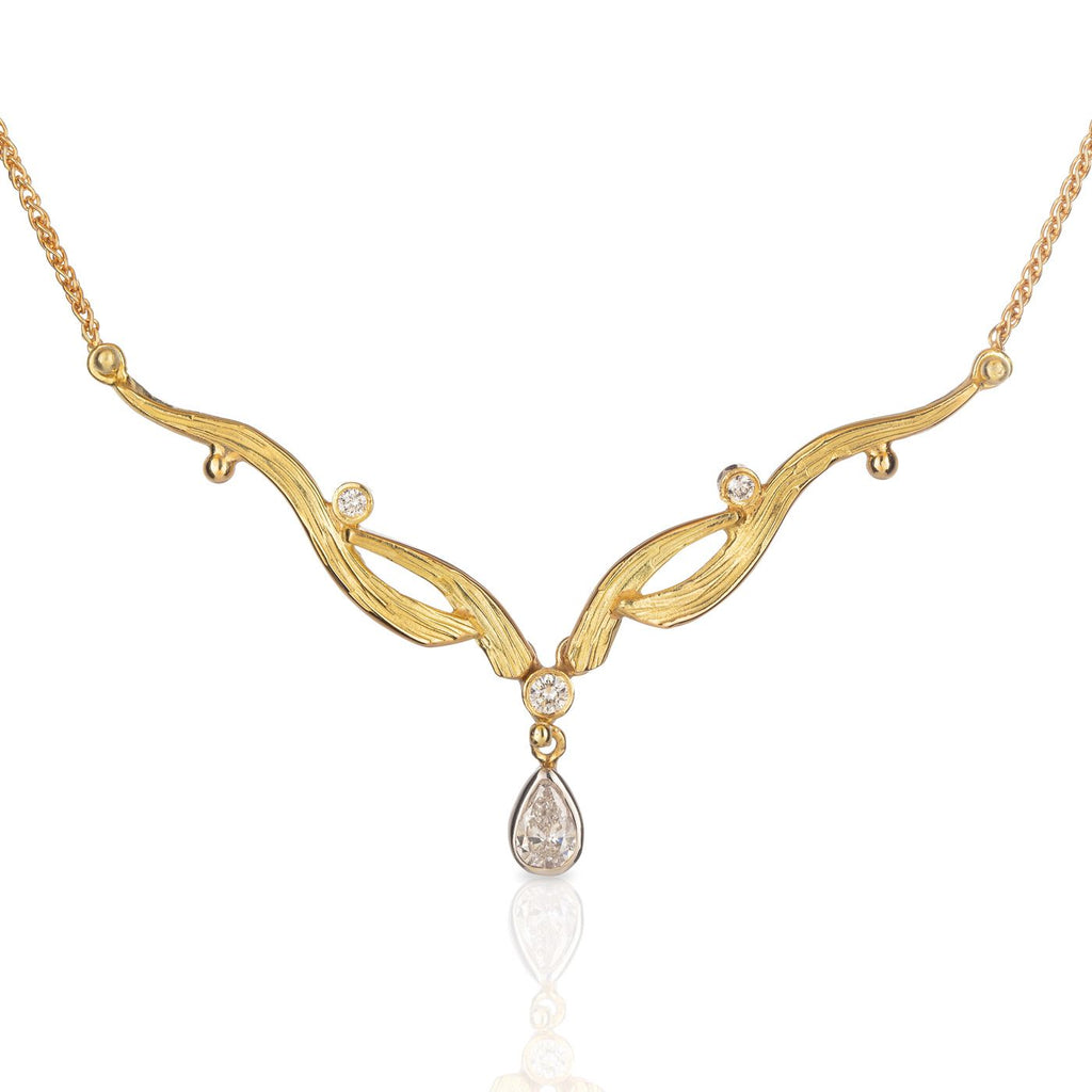 Swirl Necklace with Pear Shape Diamond