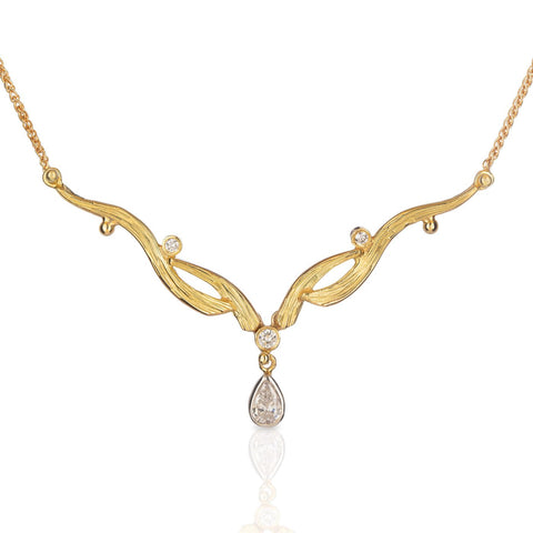 Swirl Necklace with Pear Shape Diamond