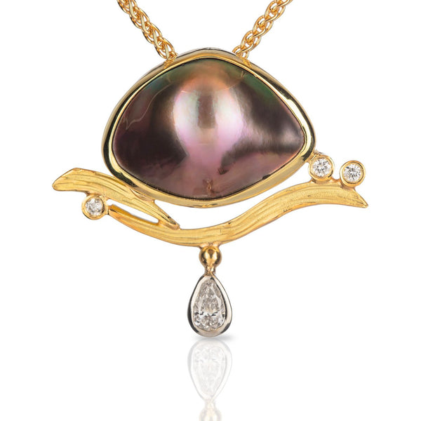 Sea of Cortez Pearl Pendant with Pear Shape Diamond