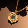 Swirl Pendant with Blue Topaz and Diamond