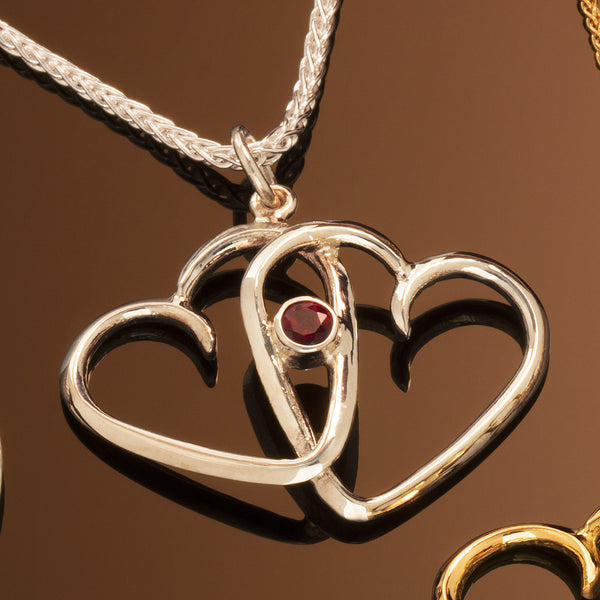 Double Heart Pendant in Silver