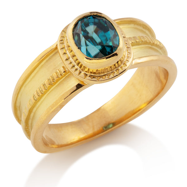 Chip Center Ring with Blue Zircon