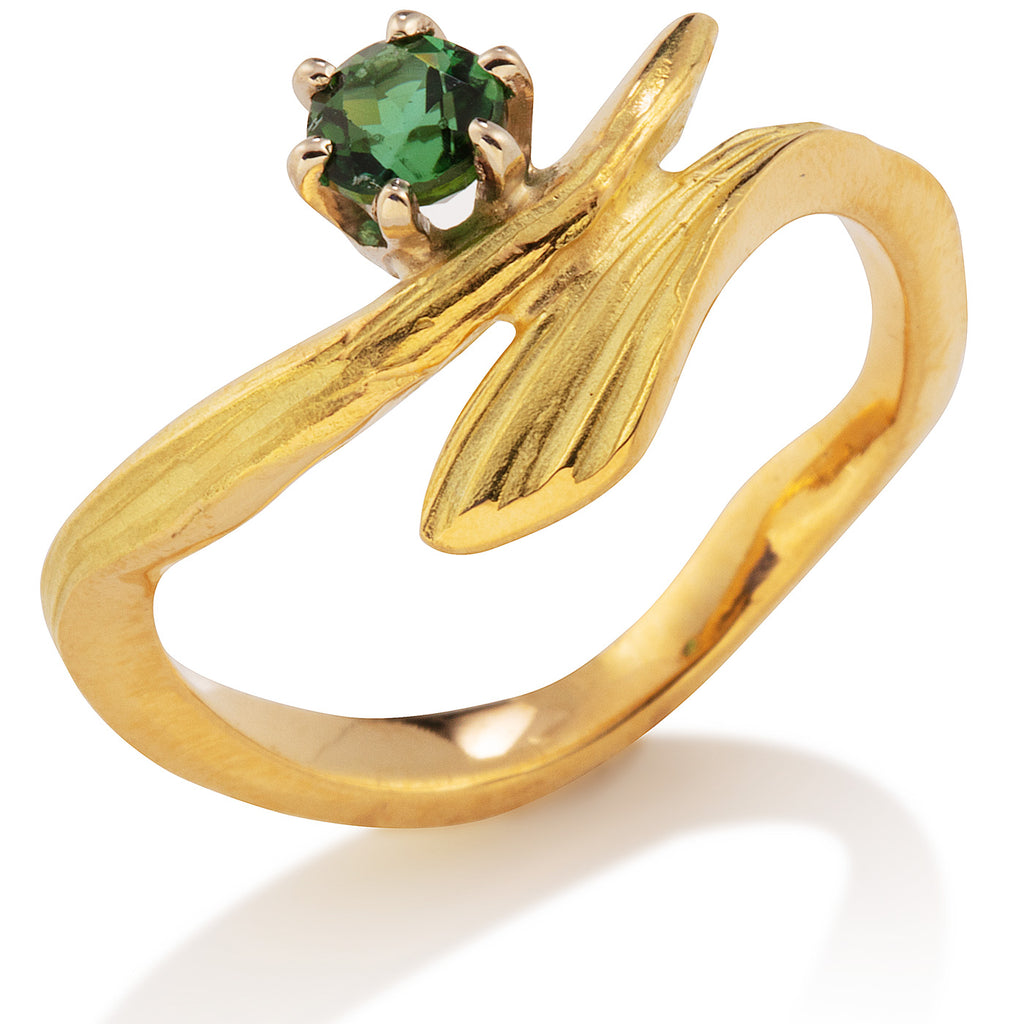 Driftwood Ring with Green Tourmaline
