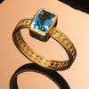 Bead & Rail Blue Topaz Ring
