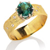 Rockhammered Ring with Green Tourmaline