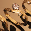Rockhammered Pear-Shape Diamond Stacking Ring