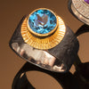 Rockhammered Blue Topaz Ring