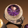 Sterling Chip Hammered Ring with Amethyst
