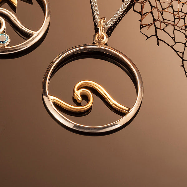 Sterling Silver Wave Pendant with 18K Gold Wave