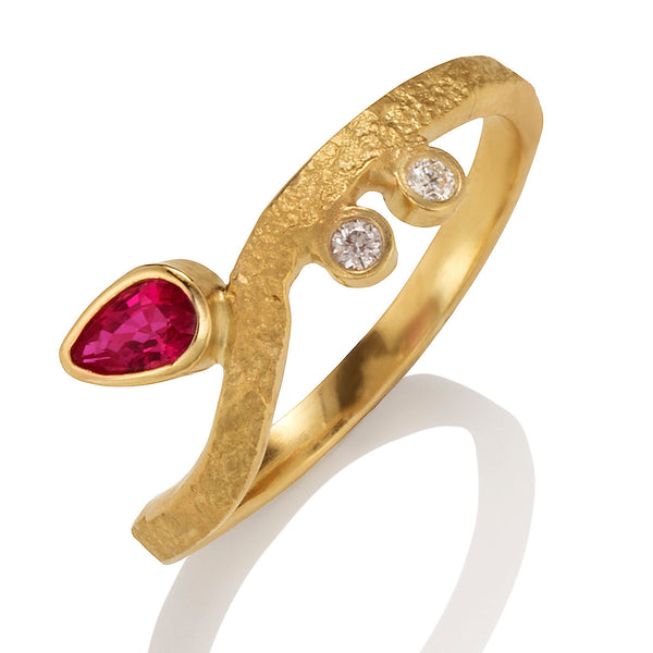 Rockhammered Stacking Ring with Ruby