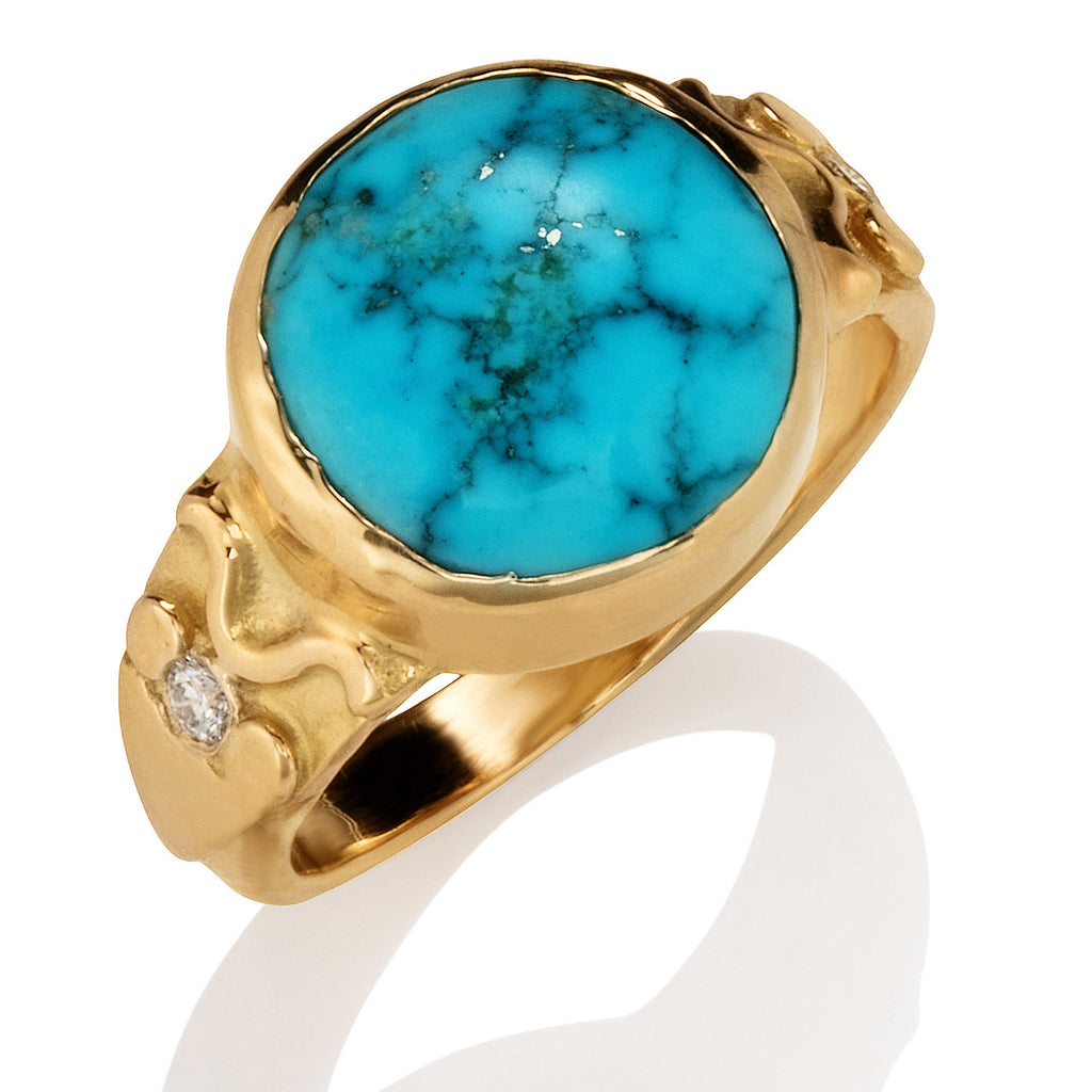 Western Gold Turquoise Ring Band – Pineal Vision Jewelry